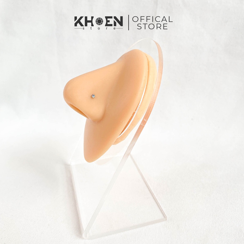 Khuyên mũi chân cong đá 2mm trơn - Thép không gỉ - Khoen Store