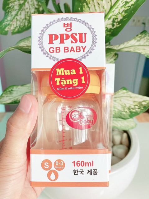 Bình sữa PPSU- GB BABY cổ rộng 160ML & 240ML (có tặng kèm núm ti)