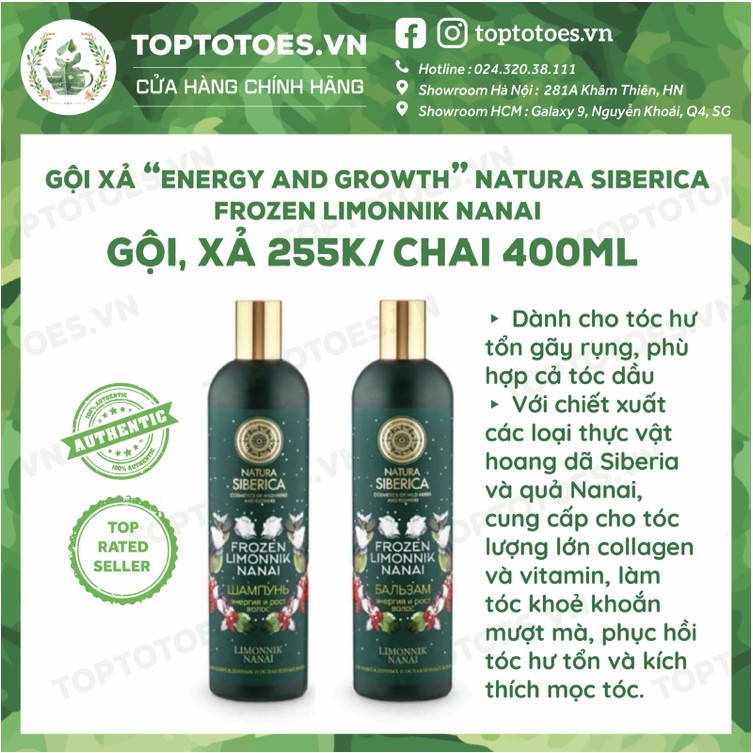 Gội xả Natura Siberica Frozen Limonnik Nanai &quot;Energy And Growth&quot; phục hồi, nuôi tóc bóng khoẻ, mềm mượt, bồng bềnh