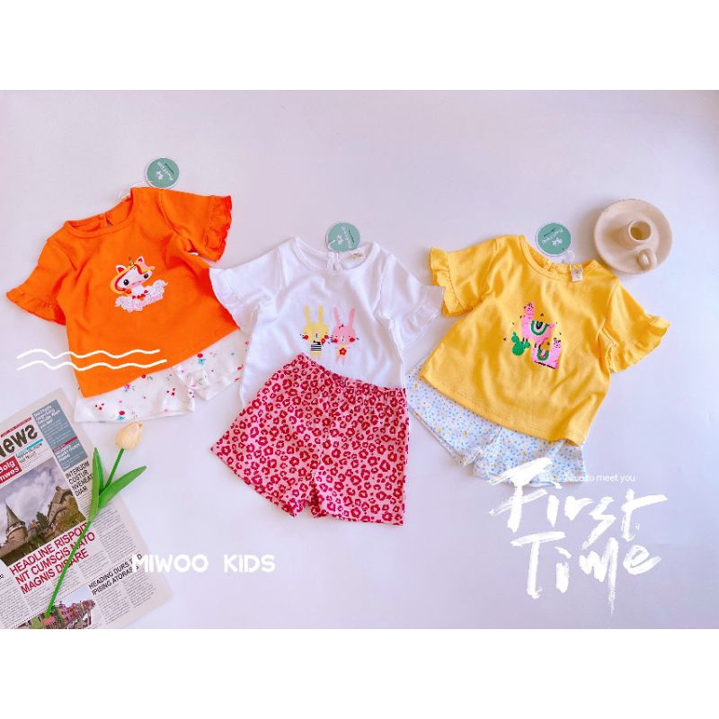 Đồ Bộ Thun Mặc Nhà Bé Gái Vải Borip Miwoo0Đồ bộ dễ thương bé gái ❤️ freeship ❤️ bộ cotton bozip ngắn tay cho bé miwoo