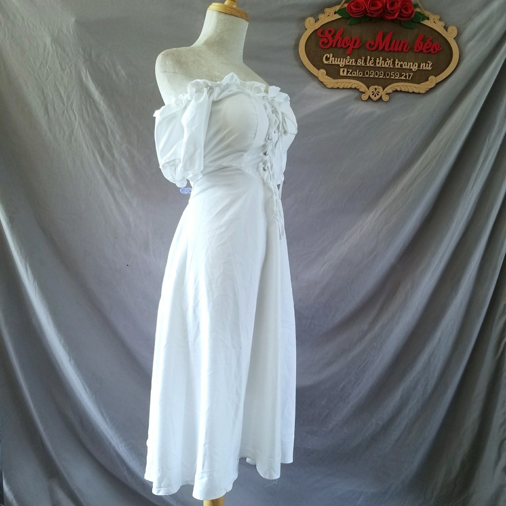 [Mã WASTMAY giảm 15% tối đa 30K đơn 150K] (VIDEO+HÌNH THẬT) Đầm Xòe Trễ Vai Dây Rút Có Mút Ngực | BigBuy360 - bigbuy360.vn