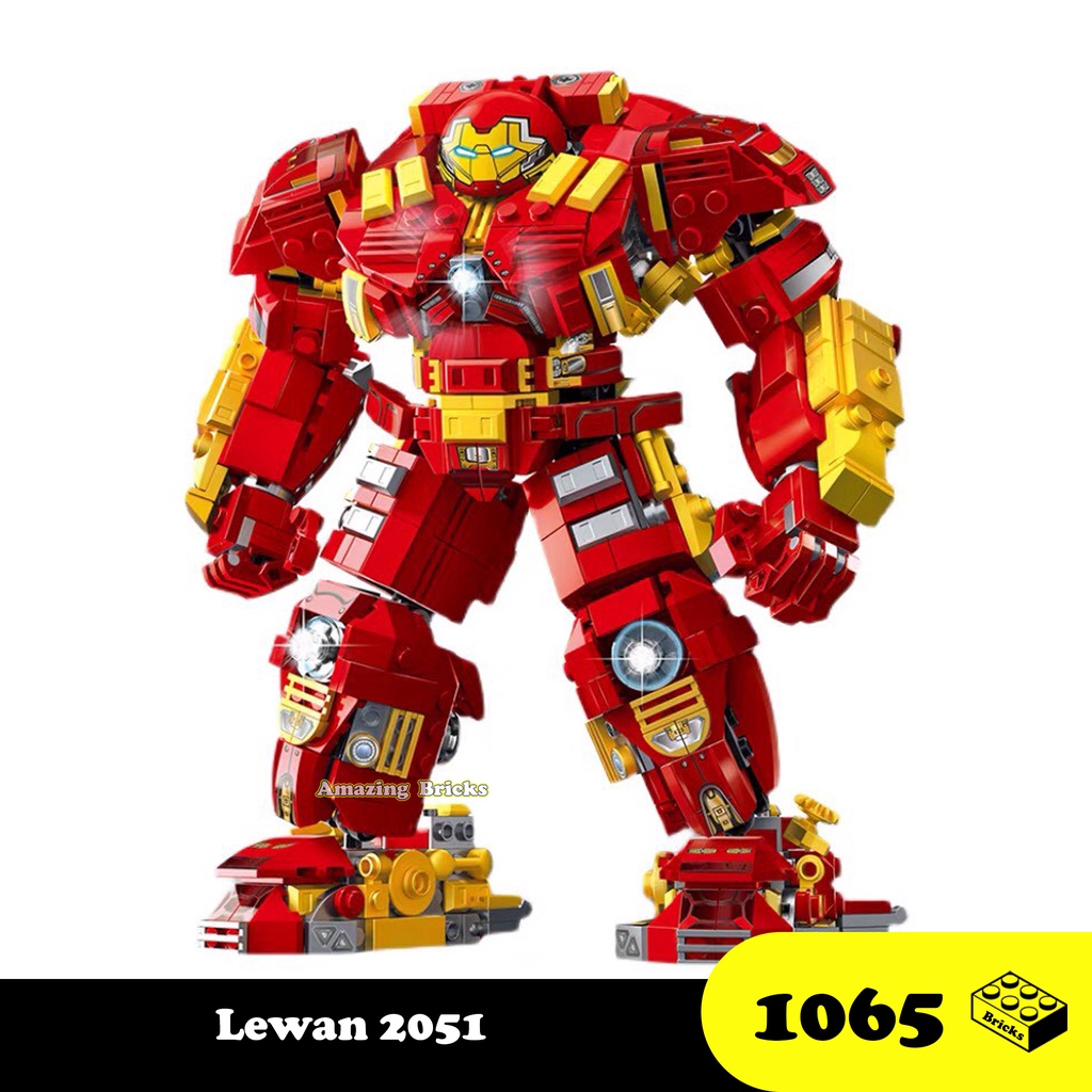 Đồ chơi Lắp ráp Hulkbuster MK44 Lewan 2051, Xếp hình thông minh Siêu anh hùng Marvel, Ghép hình Ironman