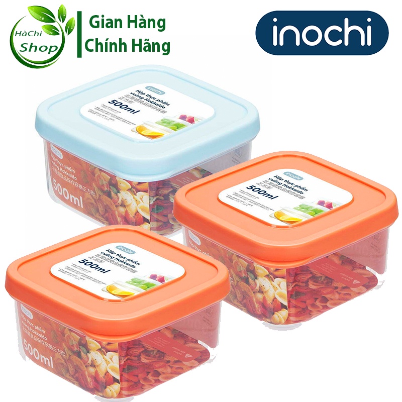 Hộp Thực Phẩm, Hộp Đựng Đồ Ăn Dặm Cho Bé Hình Vuông 500ml Nhựa Inochi Sử Dụng An Toàn Trong Ngăn Đông Và Lò Vi Sóng