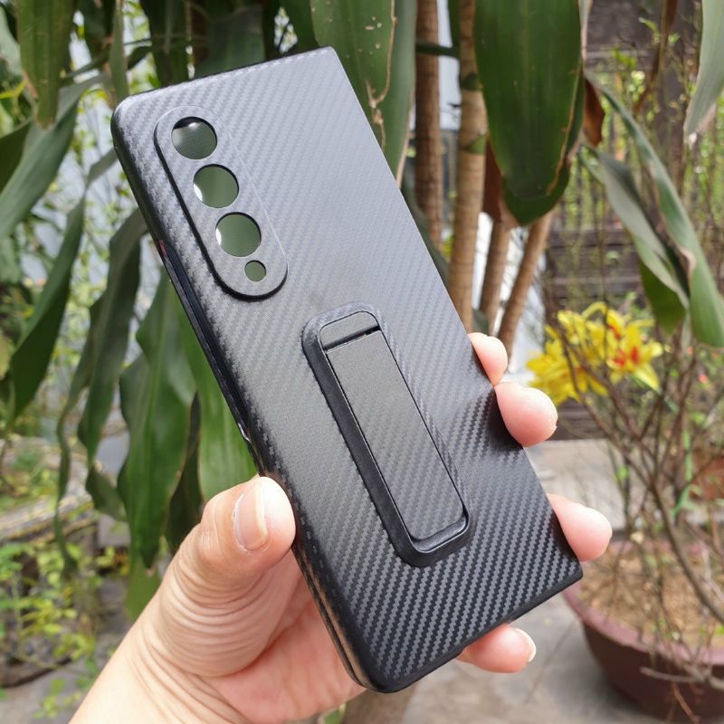 Ốp lưng 2 mặt sợi cacbon Samsung Galaxy Z Fold 3 kèm giá đỡ