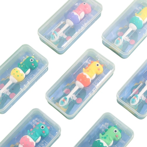 Bàn chải đánh răng cho bé KHỦNG LONG sợi lông mềm tay cầm SILICON chống trượt