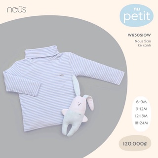Áo cổ lọ 5cm cho bé trai, bé gái cao cấp nous màu kẻ xanh chất liệu nu petit kháng khuẩn mềm nhẹ