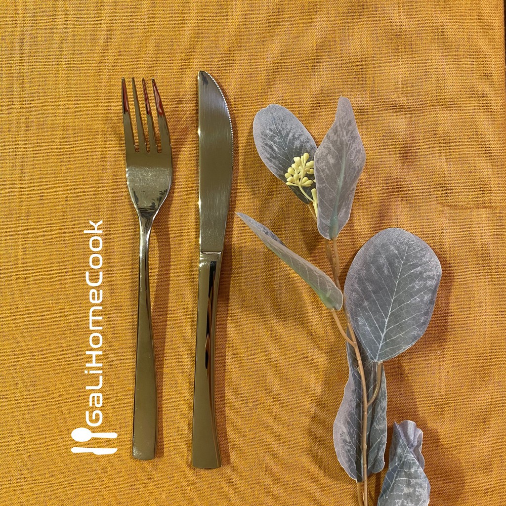 Bộ 2 sản phẩm DAO và DĨA (nĩa) ăn bít tết inox 304 phong cách Châu Âu cao cấp | GaliHomecook Knife and Fork BH1-3-40