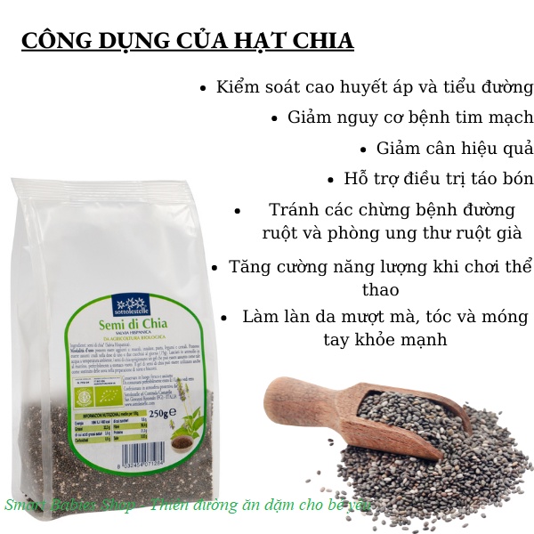 Hạt Chia hữu cơ Sottolestelle Organic Chia Seeds