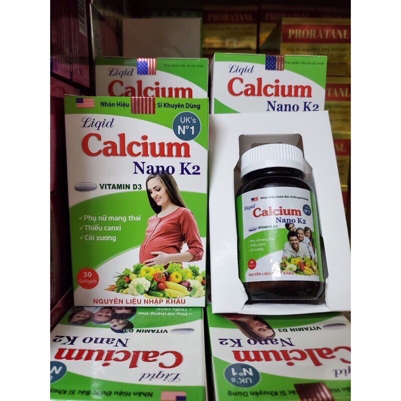 viên uống Liqid calcium nano k2 bổ sung canxi cho cơ thể lọ 30v