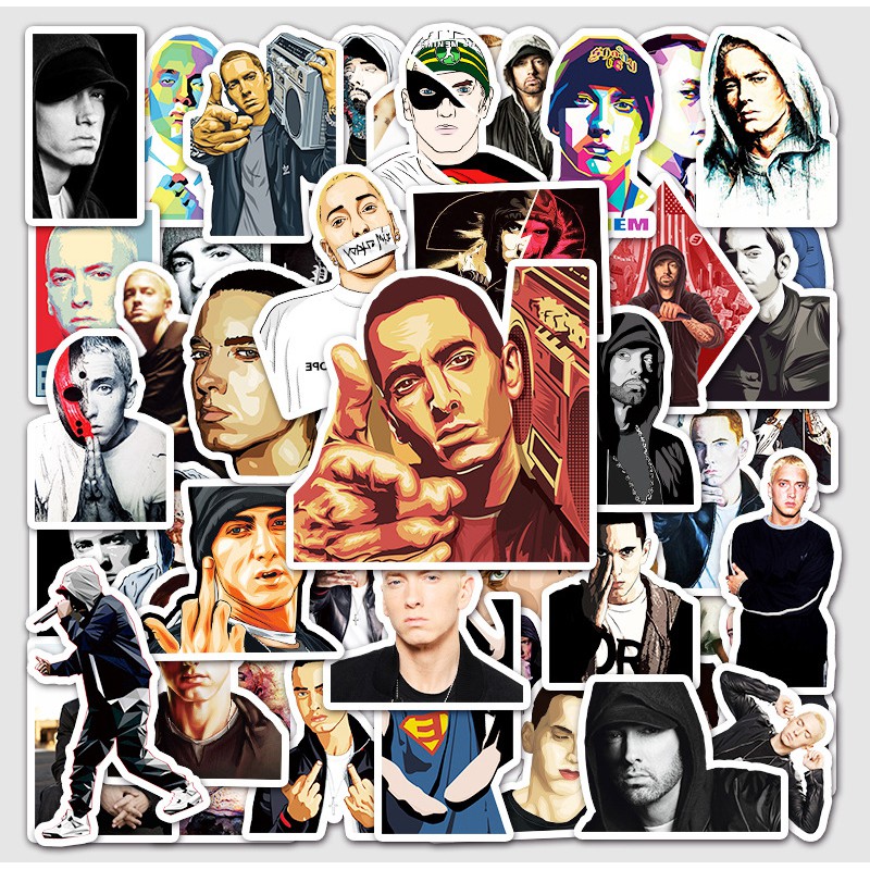 [Set 50 Cái] Sticker dán mũ bảo hiểm, laptop hình ca sĩ Eminem - DB.086