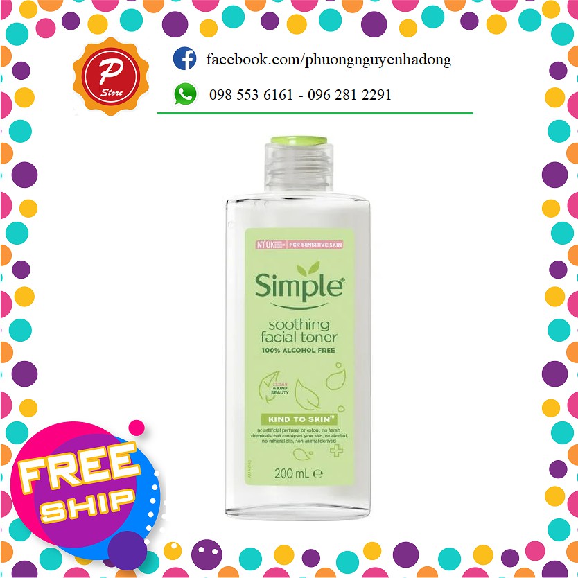 [MẪU MỚI NHẤT] Nước hoa hồng Simple, Toner Simple Kind To Skin Soothing Facial