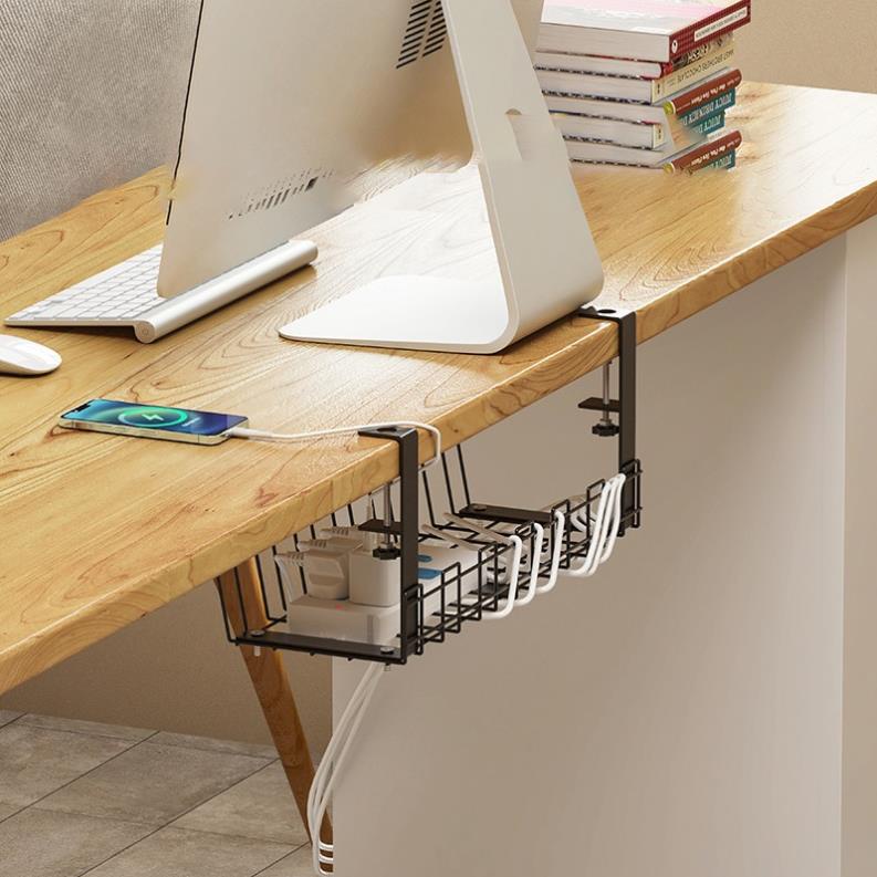 Giá treo đồ 33cm SOLANO giá đựng đồ gắn đáy bàn làm việc, bàn học đựng đồ công nghệ, củ sạc đa năng HG-001411