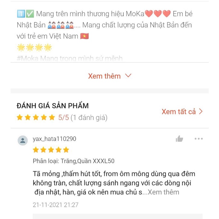 compo tã bỉm quần Moka nhật siêu thấm hút 50 miếng size M/L/XL/XXL/XXXL/ XXXXL