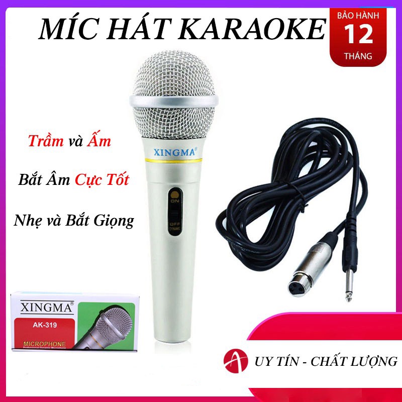 Mic hát karaoke CHỐNG HÚ, Micro Karaoke XINGMA AK-319 lọc âm cực tốt - Giá siêu rẻ - Bảo hành uy tín