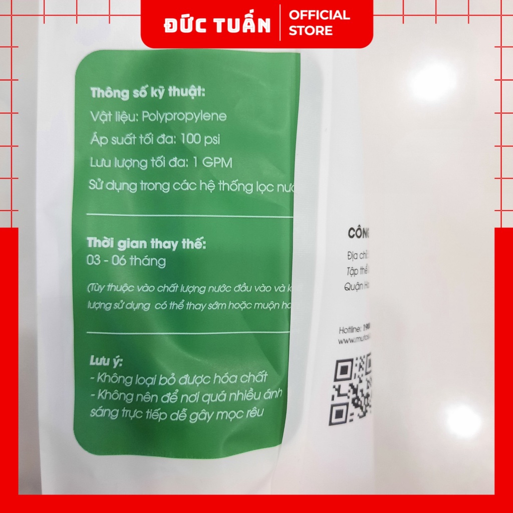 Bộ lõi lọc nước 123 MUTOSI - Bộ 3 lõi lọc thô chính hãng