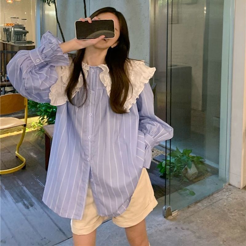 Áo sơ mi IELGY cổ búp bê hợp thời trang dễ phối đồ cho nữ