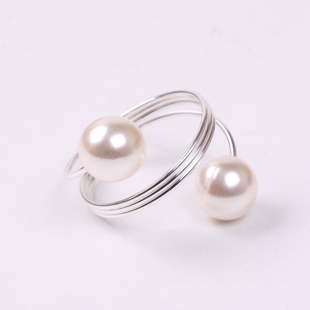 Set 6 / 12 Vòng Kẹp Giữ Khăn Ăn Đính Ngọc Trai Nhiều Màu Trang Trí Bàn Tiệc Giáng Sinh / Nhà Hàng / Khách Sạn