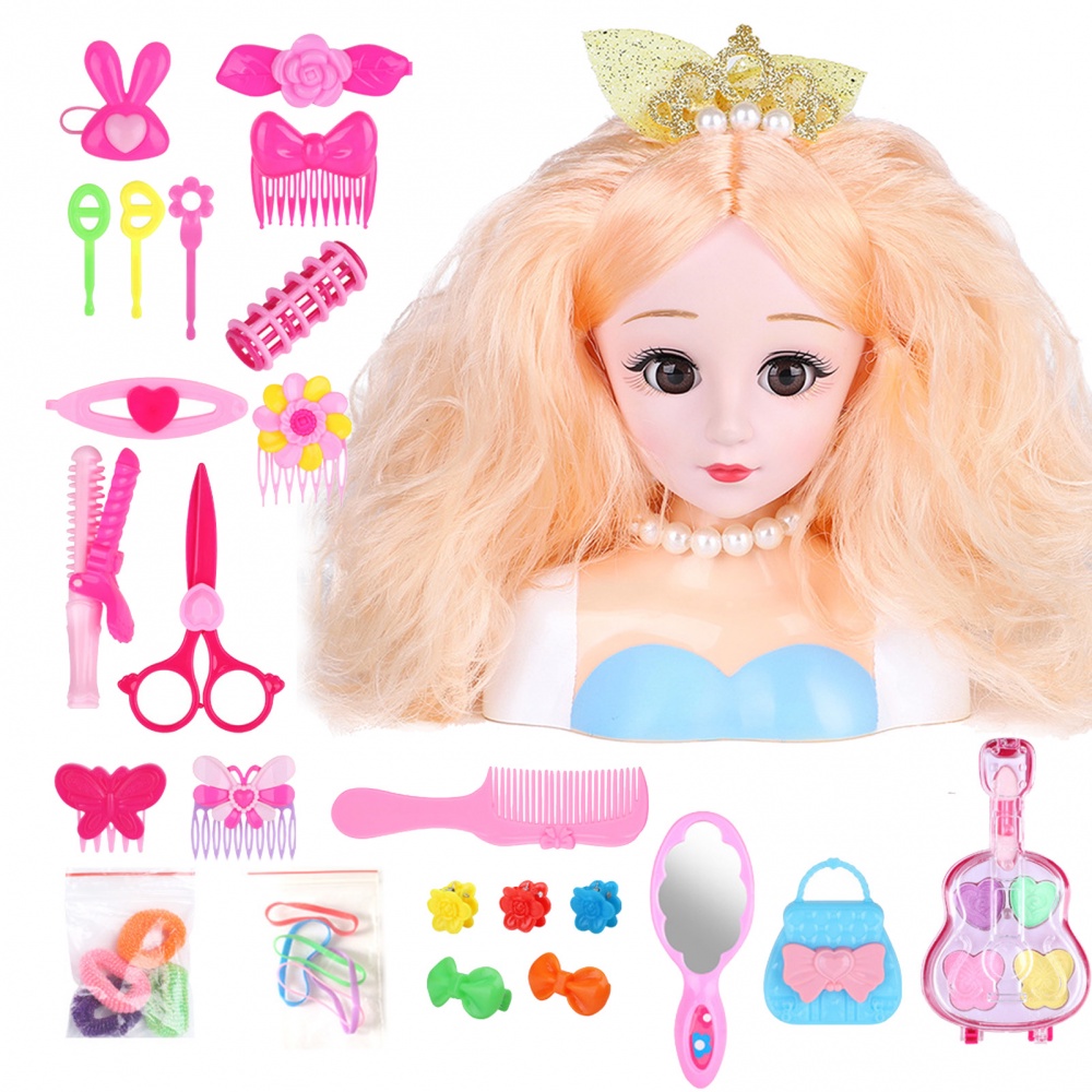 Bộ 25 món đồ chơi làm tóc trang điểm búp bê không độc hại giặt được cho bé gái