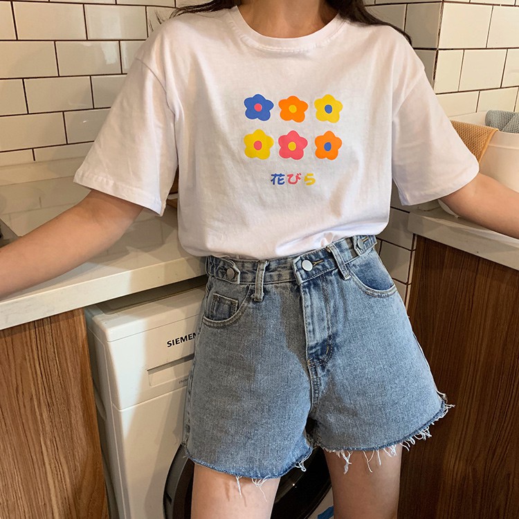 Quần Short Xiaozhainv Vải Denim Lưng Cao Ống Rộng Cho Nữ | BigBuy360 - bigbuy360.vn