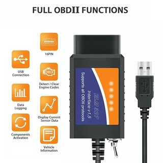 For ELM327 OBD2 Scanner Elm 327 USB V1.5 Bluetooth Code Reader Auto Diagnostic Scanner Tool Made