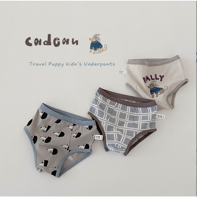 Set 3 quần chip/boxer cotton họa tiết thú cưng cho bé Q888 [Đọc kỹ phần mô tả]