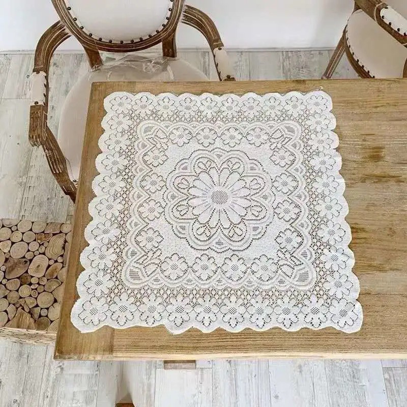 Khăn Trải Bàn Màu Trắng Phối Ren Thiết Kế Xinh Xắn Dùng Làm Đạo Cụ Chụp Ảnh