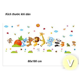 Decal dán tường thỏ trăng và thú nhổ cà rốt