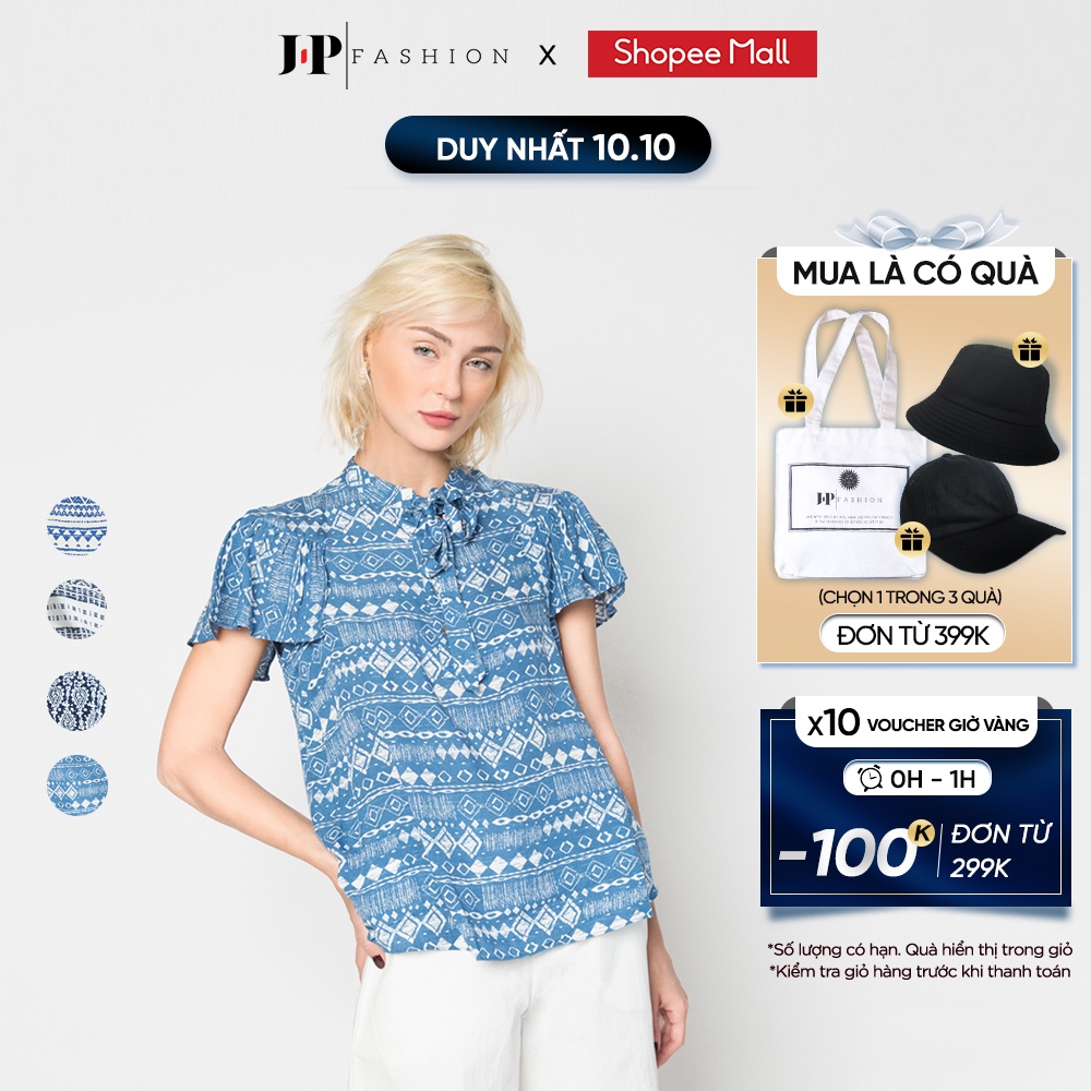 Áo sơ mi nữ ngắn tay hoa văn J-P Fashion 10604361