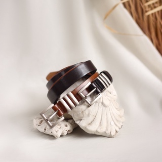 Thắt lưng da mặt vuông dáng vintage 43 | flanh
