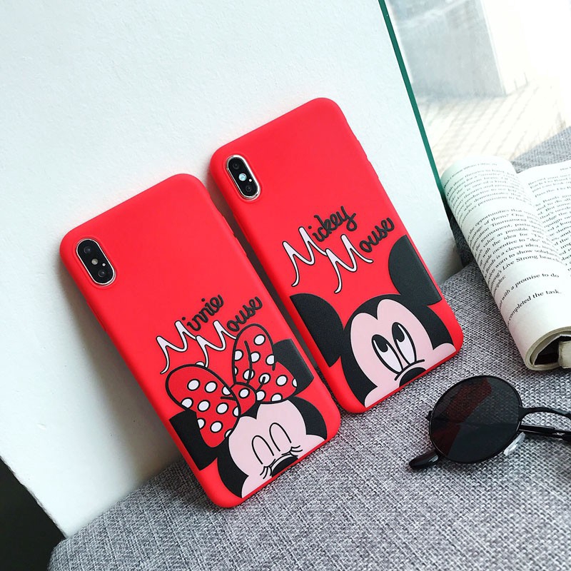 OPPO A3S A5S A7 F11 F9 R17 Pro F7 F5 A83 A79 A59 F1S A37 R15 Mickey Minnie Mouse Soft TPU Red Phone Casingvỏ điện thoại