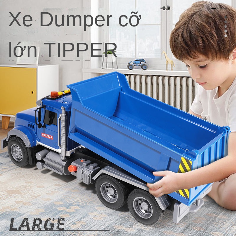 PQuá khổ xe tải tự đổ đồ chơi xây dựng lớn ô tô trẻ em bé trai 3-4 tuổi mô hình vận chuyển