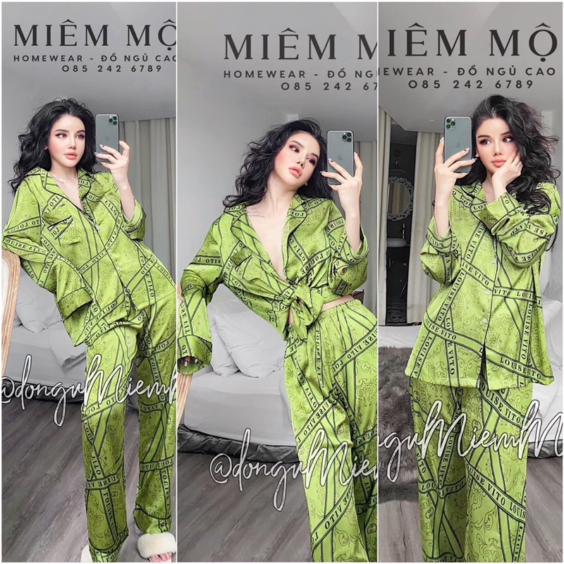 Tay Dài Lụa Cao Cấp Xanh Lá Mạ - linsleepwear