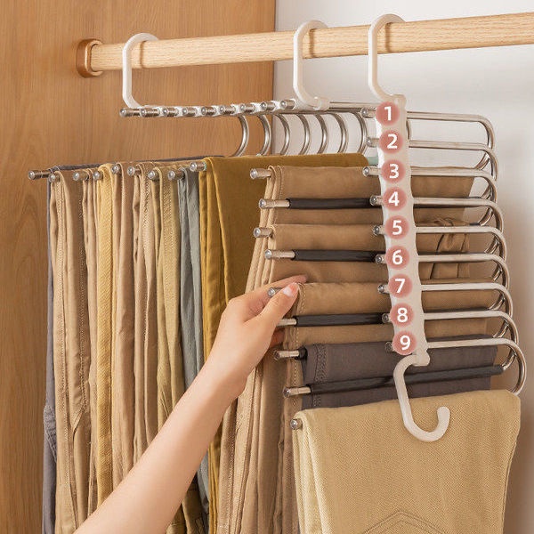 Móc Treo Quần Áo Nhiều Tầng Bằng Thép Không Gỉ Chống Trượt Có Thể Gấp Gọn Tiện Dụng