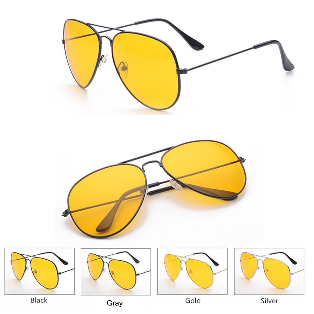 Kính Mát Lái Xe Ban Đêm Chống Lóa Màu Vàng Cho Nam