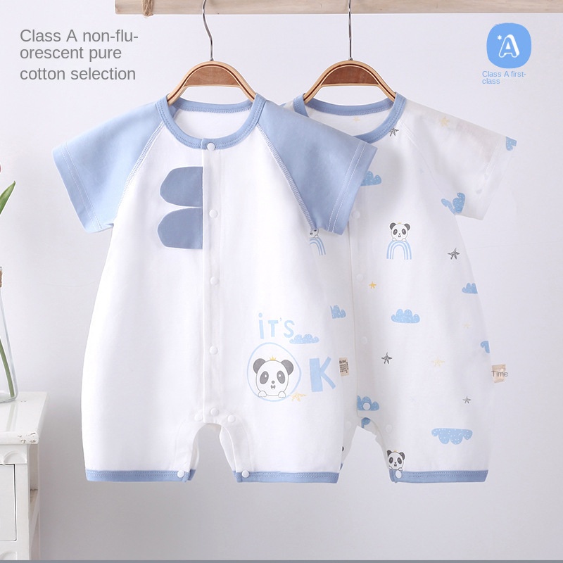 Bộ Áo Liền Quần Cotton In Hoạt Hình One Piece Dễ Thương Cho Bé Gái 0-24 Tháng Tuổi