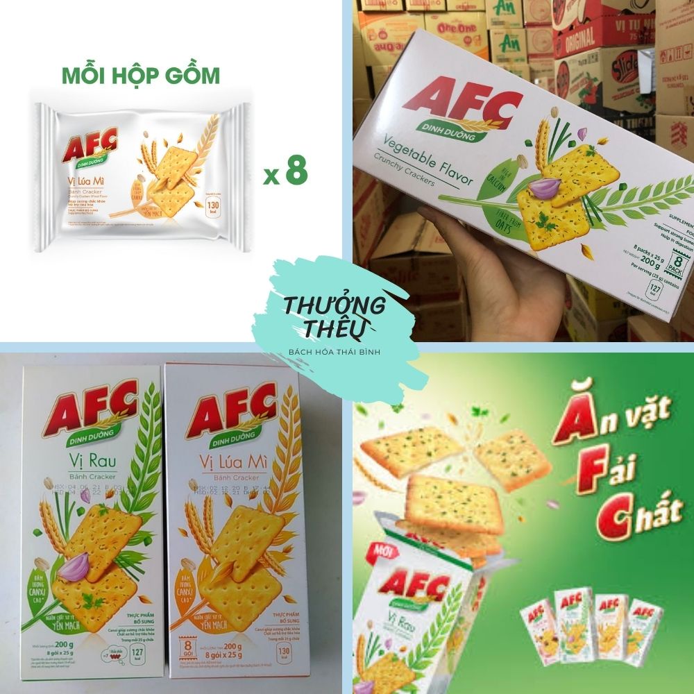 Bánh quy cracker AFC lúa mì và vị rau hộp 8 góix25g