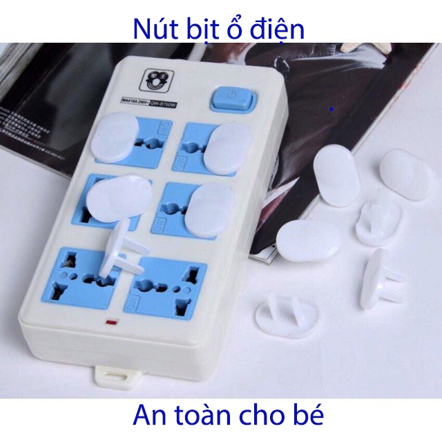 Nút bịt ổ điện 2 chân bằng nhựa cứng màu trắng - Nút che ổ cắm điện Bảo Vệ An Toàn Cho bé