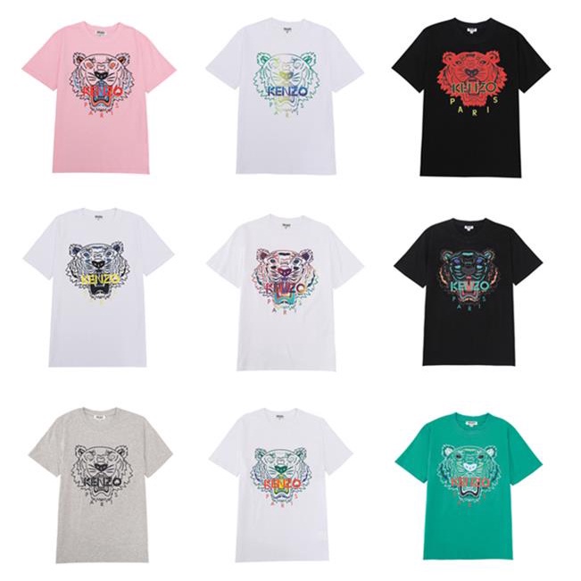 Áo thun cotton tay ngắn in chữ Kenzo phong cách đường phố cho cặp đôi 018