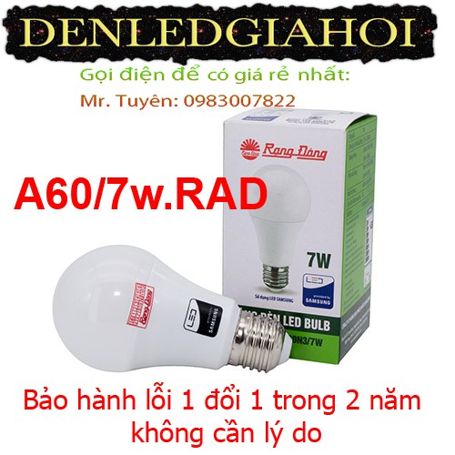 Bóng đèn Led 5W,7W, 8W,9W,12W, 15W cảm biến và không cảm biến Rạng Đông,