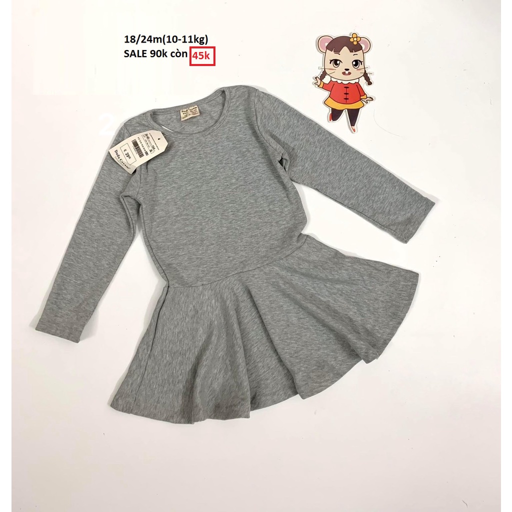 Váy dài tay thu đông bé gái lẻ size