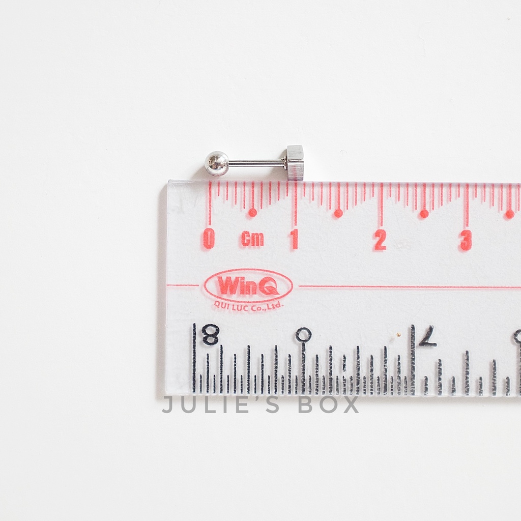 [1 Chiếc] Khuyên Tai Titan Unisex Hình Tam Giác Bi Tròn Không Gỉ Sét Không Ngứa Bông Tai Julies Box 66