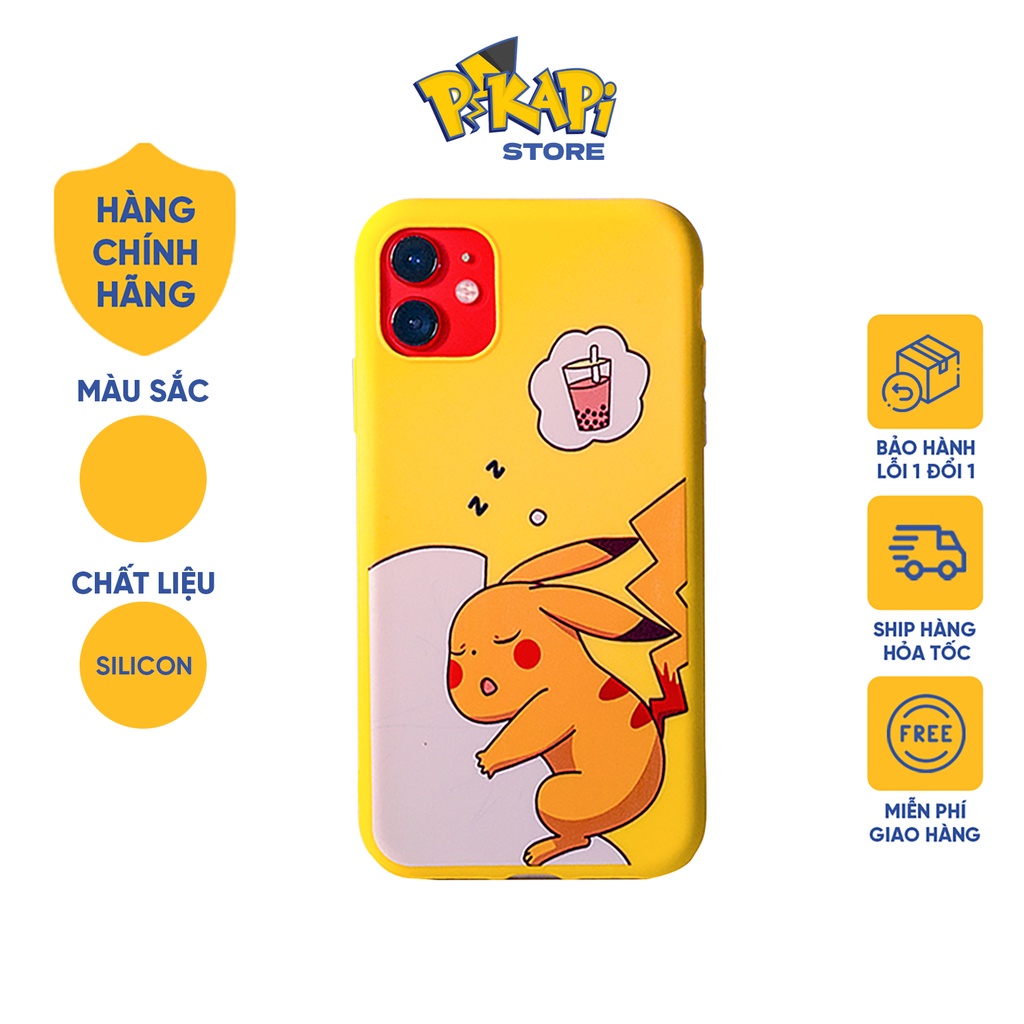 Ốp lưng iPhone Pikachu dễ thương silicon cao cấp chống sốc chống bẩn mực in cực kì sắc nét, case ốp ip Chính Hãng PIKAPI