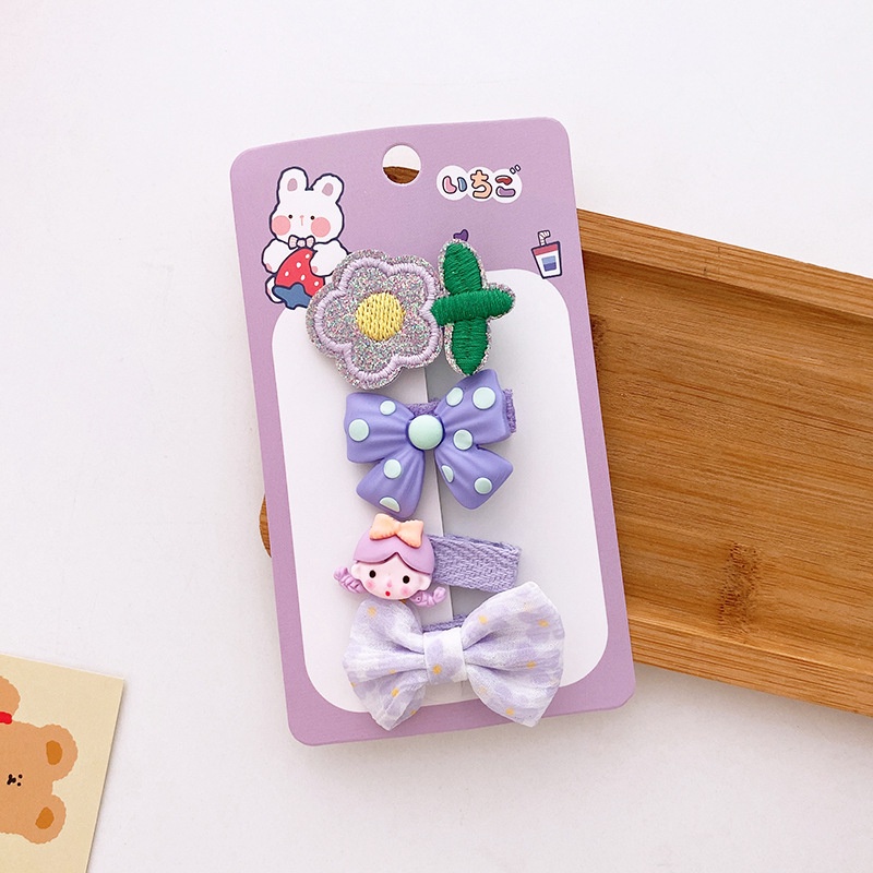 Set 4 Kẹp Tóc Nơ Dễ Thương Cho Bé Gái