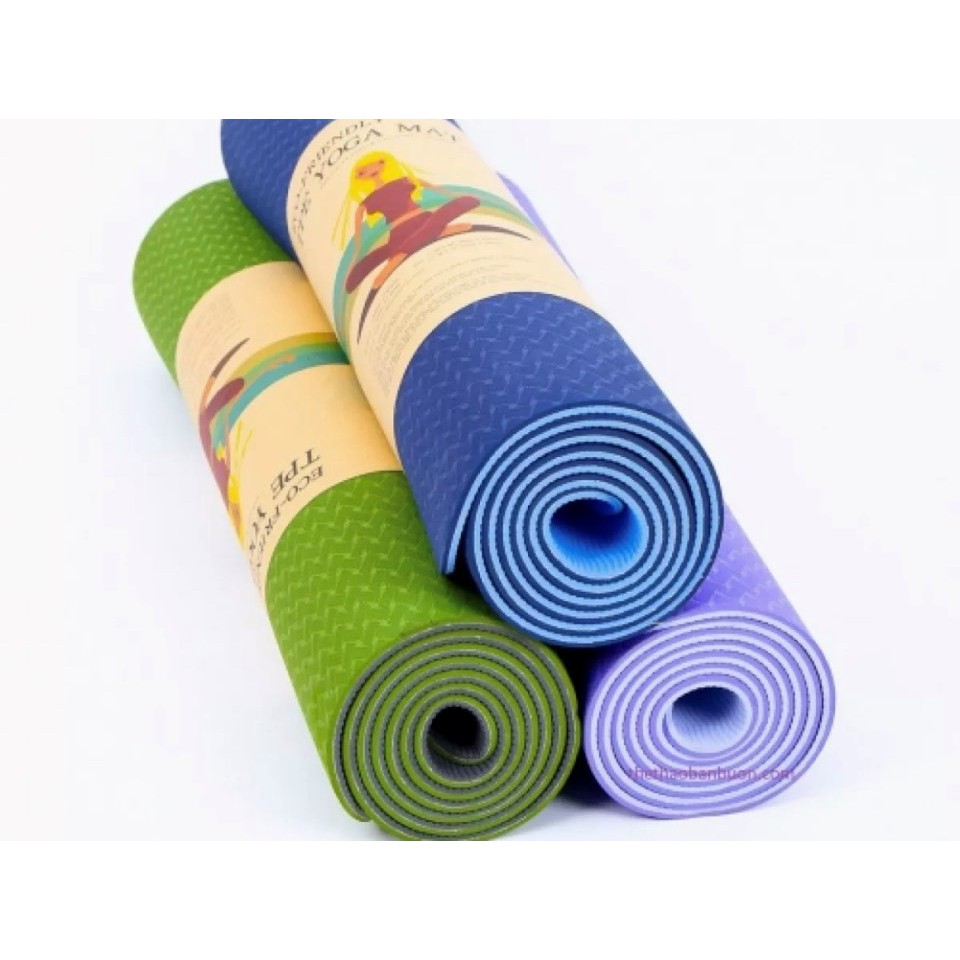 Thảm tập yoga bền đẹp, thảm tập gym chống trơn trượt 2 lớp 8mm