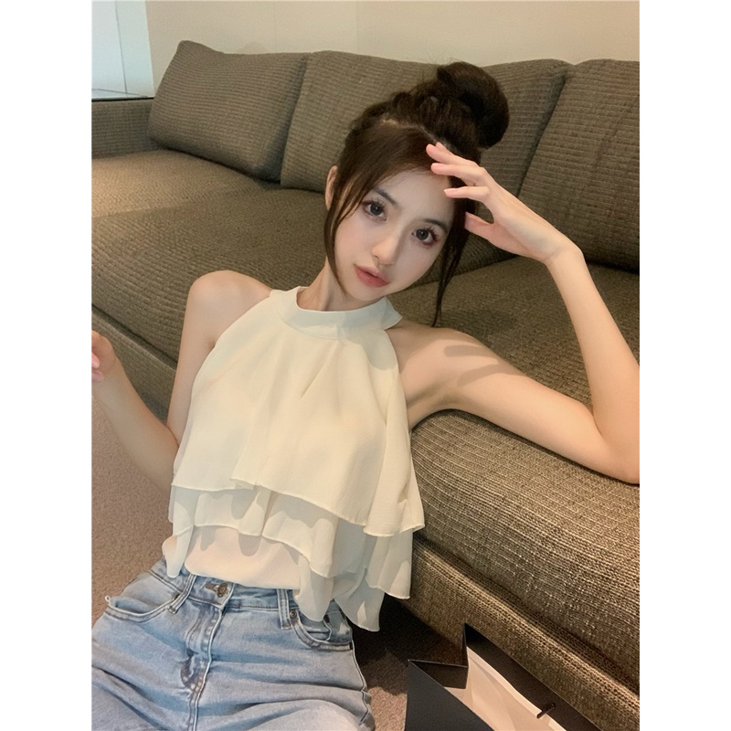 Áo chiffon Sát Nách Cổ Yếm Thời Trang Hàn Quốc Dành Cho Nữ