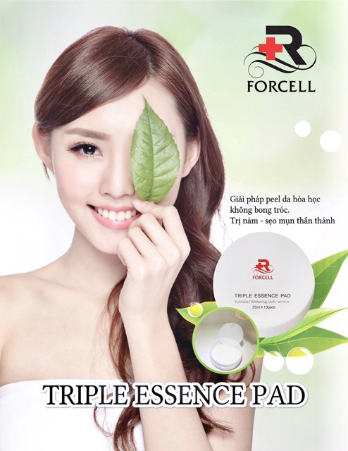 MIẾNG DƯỠNG DA FORCELL TRIPLE ESSENCE PAD - TRẮNG DA CĂNG BÓNG & CHĂM SÓC CHẤT SỪNG & CẢI THIỆN NẾP NHĂN