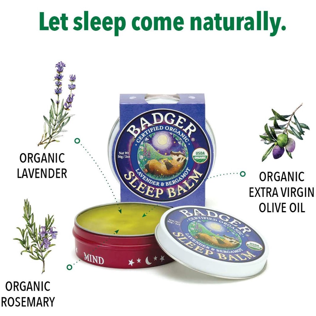 [BADGER] Sáp Bôi Hữu Cơ Giúp Bé Ngủ Ngon - Sleep Balm - Badger - 21gr và 56gr