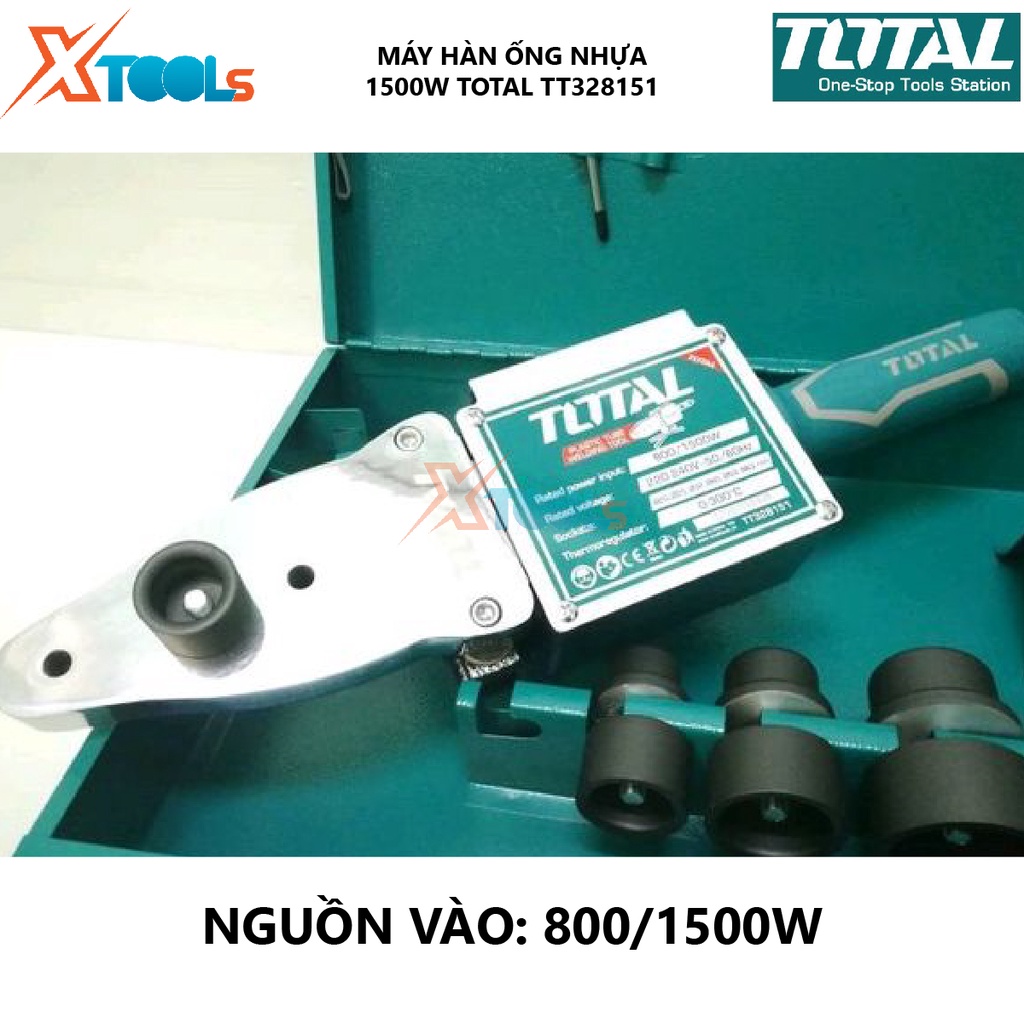 Máy hàn ống nhựa TOTAL TT328151 máy hàn nhiệt ống 800/1500W, 220-240V~50/60Hz, Điều chỉnh nhiệt 0-300°C, 2 cấp gia nhiệt