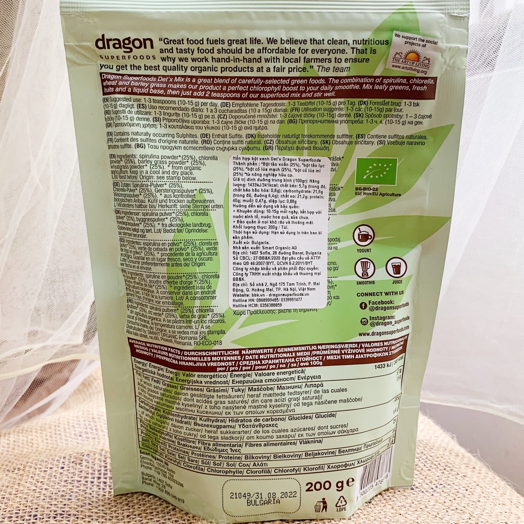 Bột hỗn hợp xanh (Green Det'x Mix) Dragon 200g