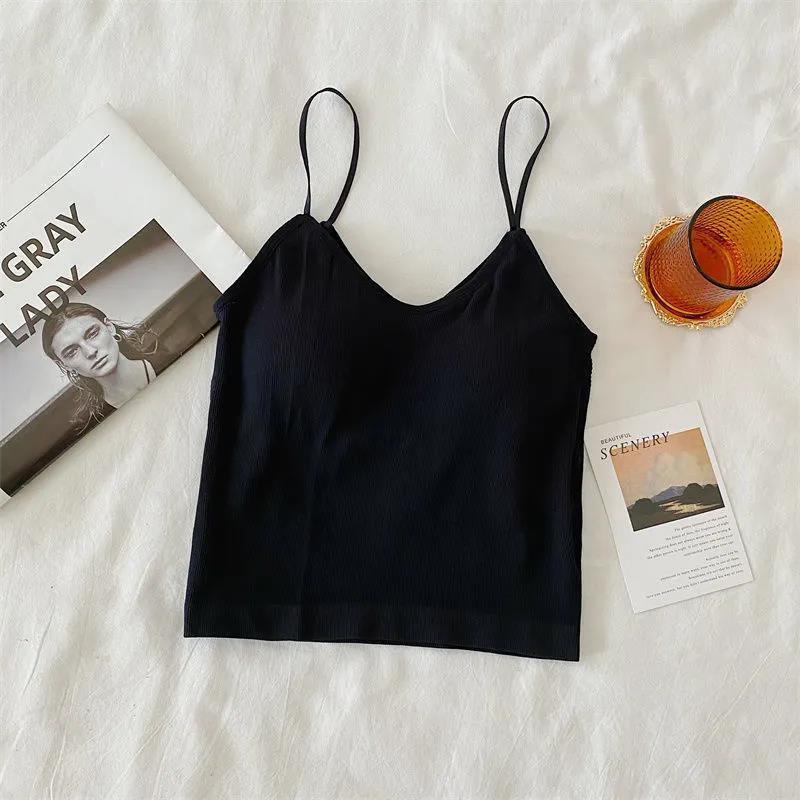 Áo Hai Dây Có Mút Đệm Ngực Thắt Dây Lưng Phong Cách Hàn Quốc Cho Nữ